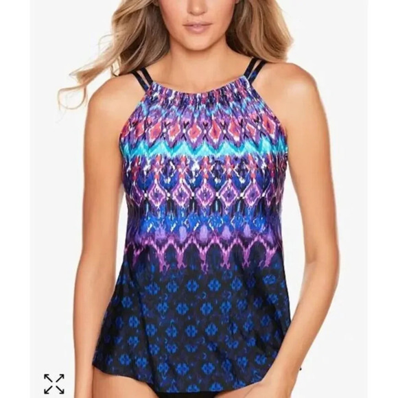 Miraclesuit Shoreline Tankini Top Sz 10 - Picture 1 of 9